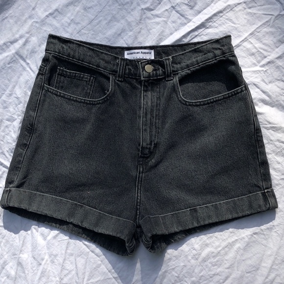 American Apparel Pants - American Apparel Washed-Black High Waist Shorts